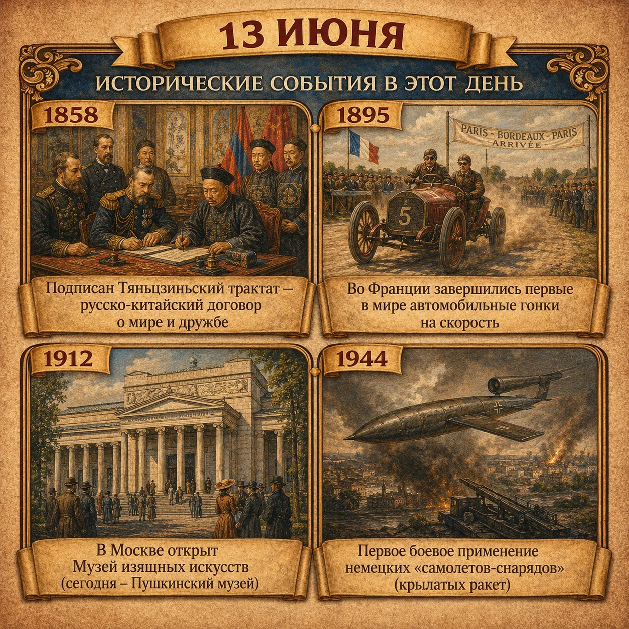 События произошедшие 13 июня:

1858 - Подписан Тяньцзиньский трактат — русско-китайский договор о ми