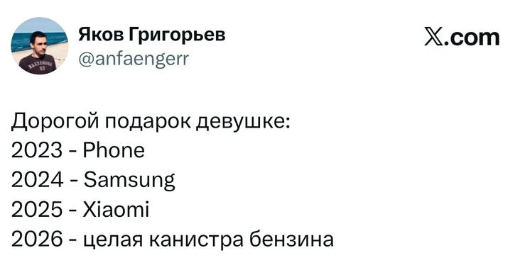 Самые смешные шутки вторника и «дорогой подарок девушке»

В России заблокировали X (он же «Твиттер