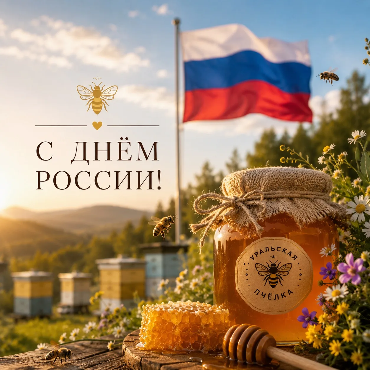 🇷🇺🐝
С Днём России!

Любовь к родной земле начинается с простых вещей: аромата цветущих лугов, тёп