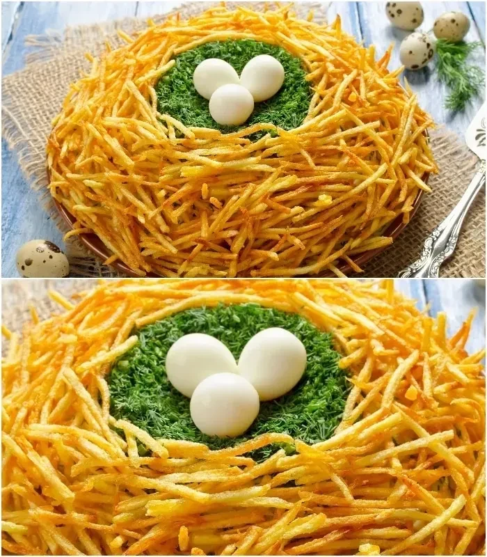 С такой хрустящей картофельной соломкой салат будет еще вкуснее и красивее
Такую соломку можно испол