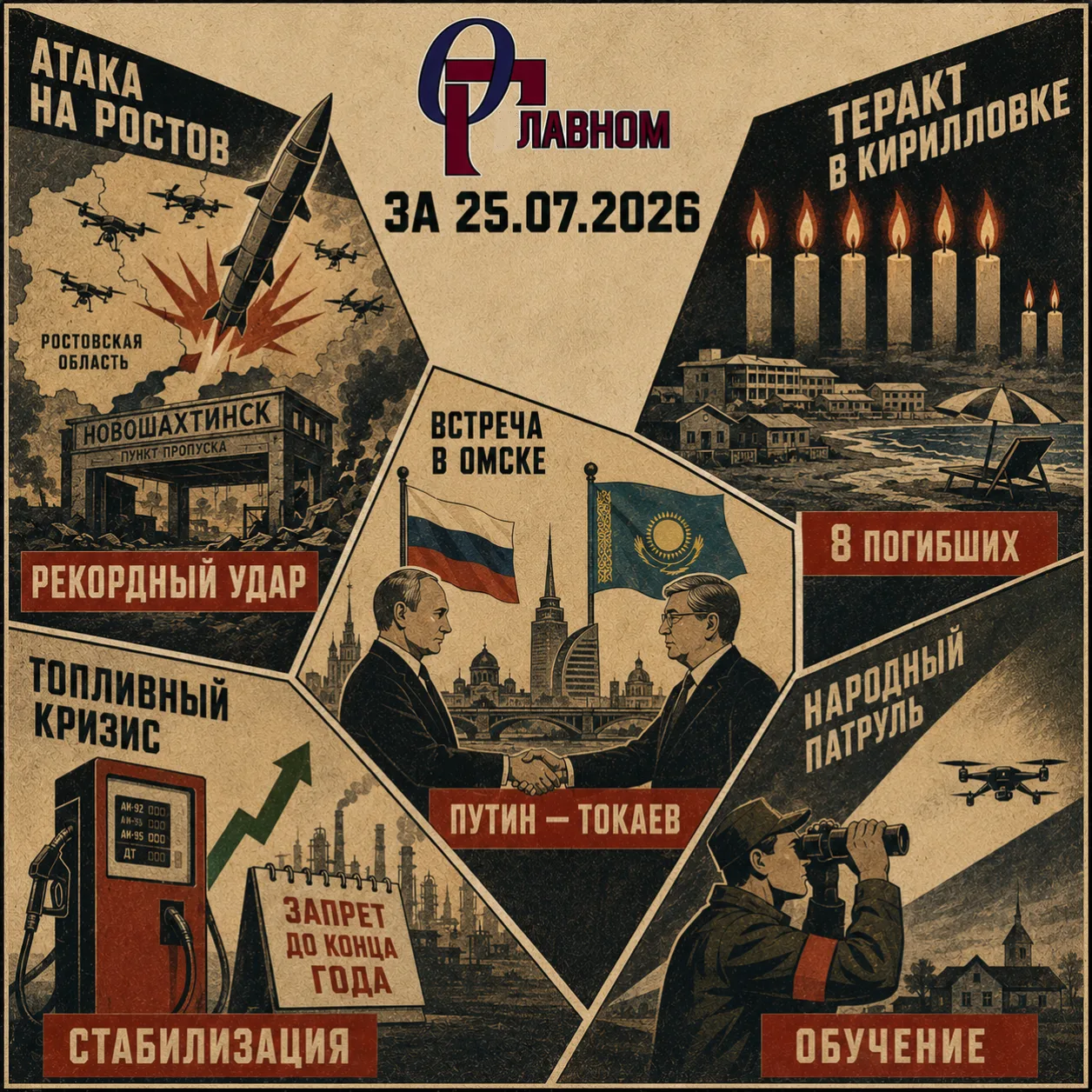 📆 О Главном за 25.07.2026

Суббота стала днём рекордных атак, трагических терактов и осторожных эко