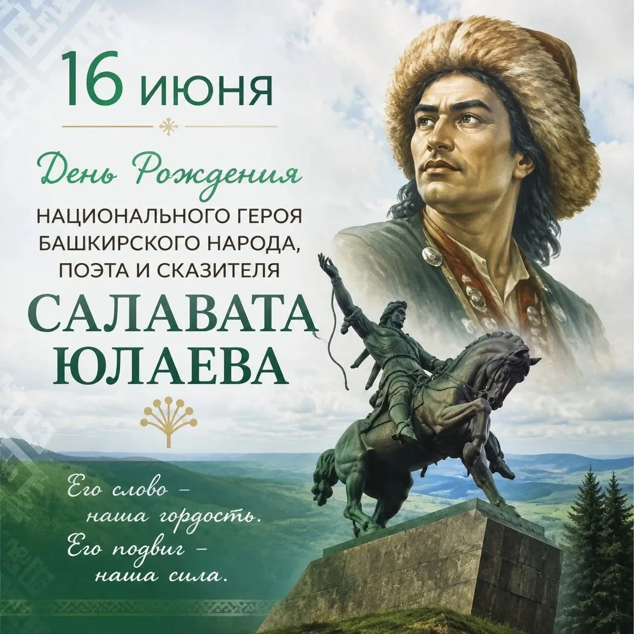 Днь рождения Салавата Юлаева: герой Башкортостана 
Друзья, знаете ли вы, что 16 июня — день рождения