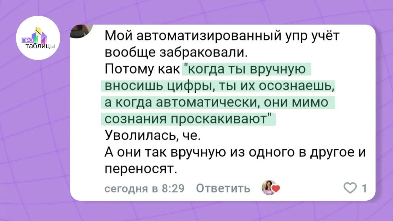 Почему некоторые руководители вставляют палки в колёса автоматизации? 🤔

Под одним из моих постов п