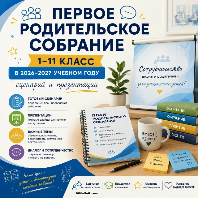 🔥 Сценарий первого родительского собрания в 1-11 классах 2026-2027 учебного года. 

Скачайте докуме