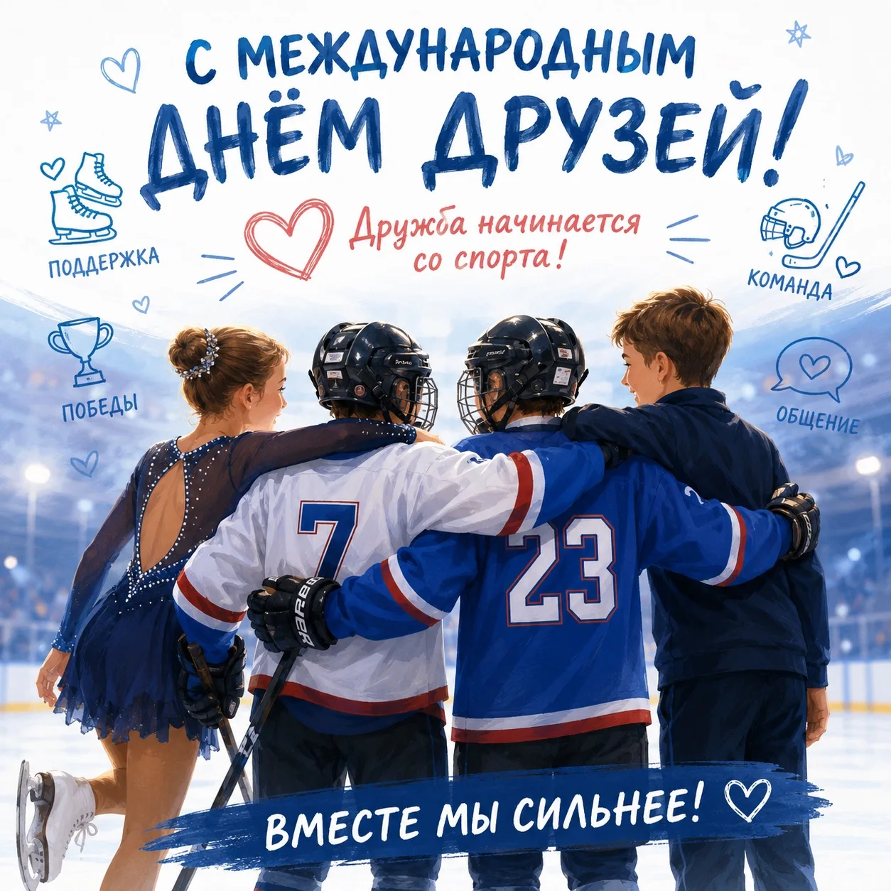 🏅 Дружба начинается со спорта! 🫶

Сегодня — Международный день друзей, а значит, самое время сказа
