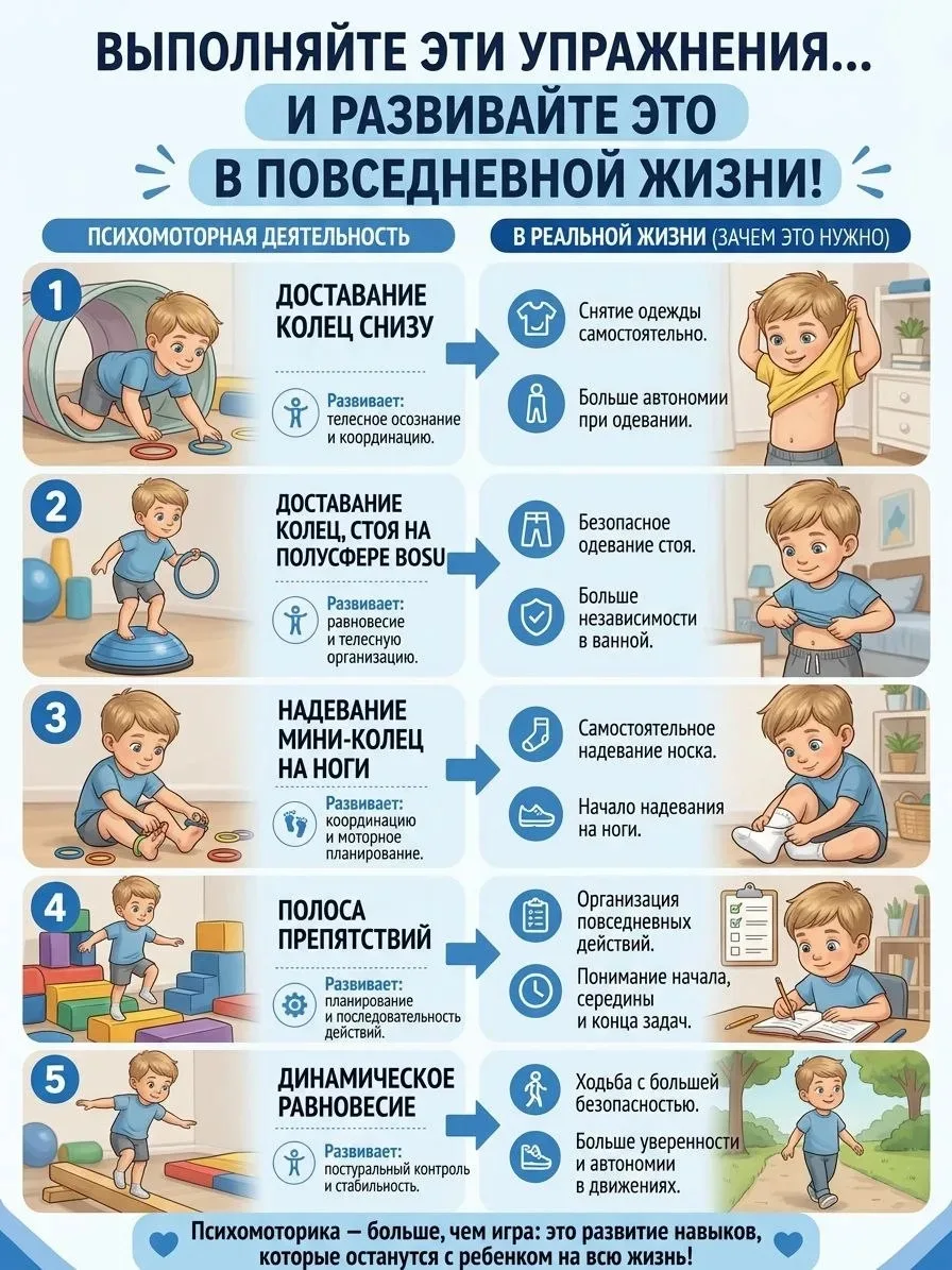 Несколько простых повседневных упражнений — и ваш ребёнок будет развиваться правильно. Без сложных с