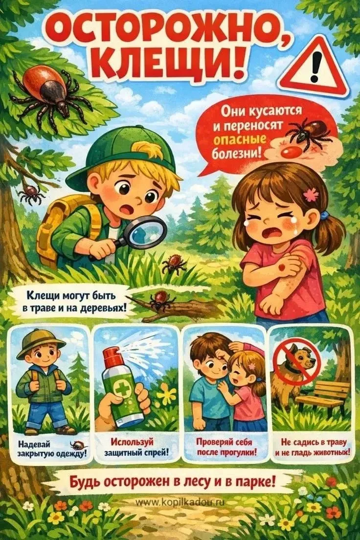 Лучшая защита от клещей — это соблюдение техники безопасности! 

1. Не рекомендуется без особой надо