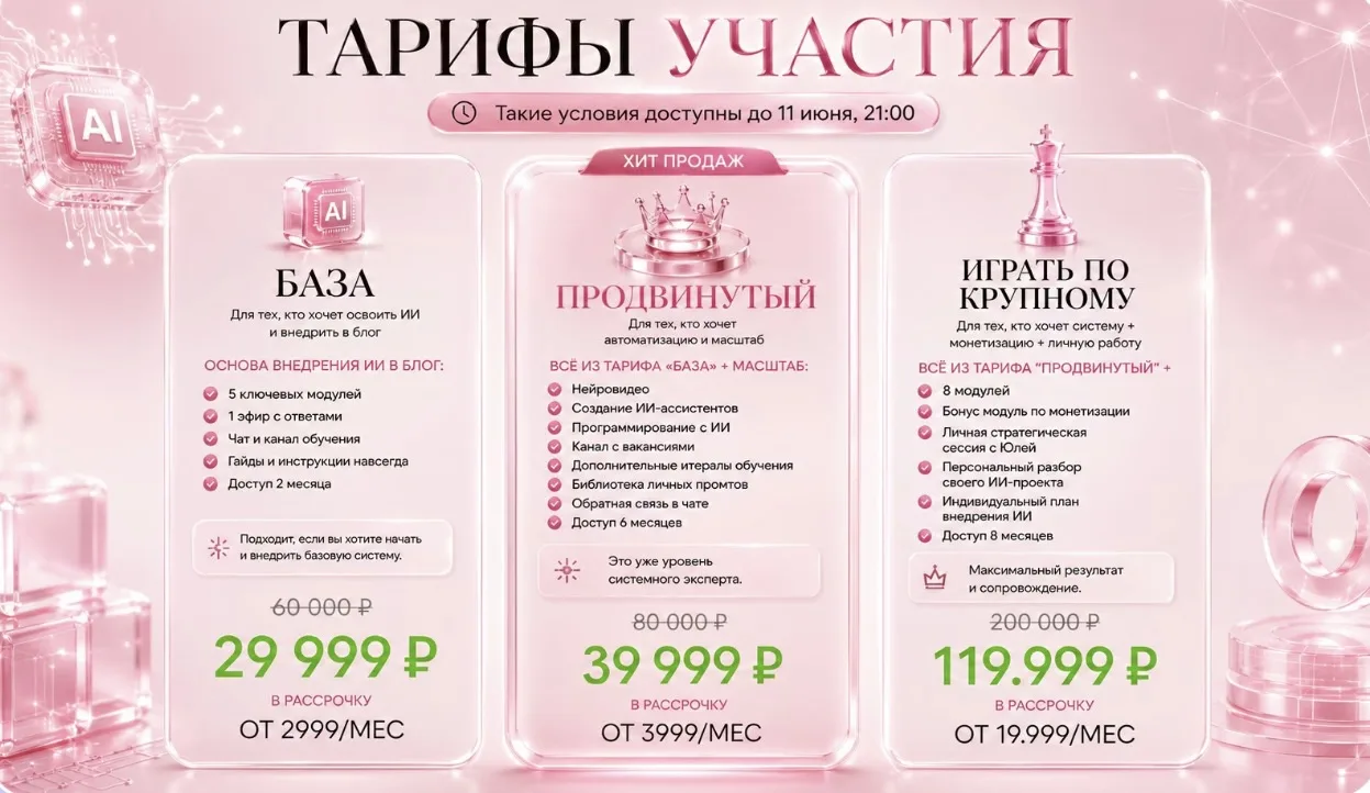 ⚠️ Внимание! Сегодня в 21:00 стоимость курса повысится.

Перейти на сайт https://golyginayulia.ru/in