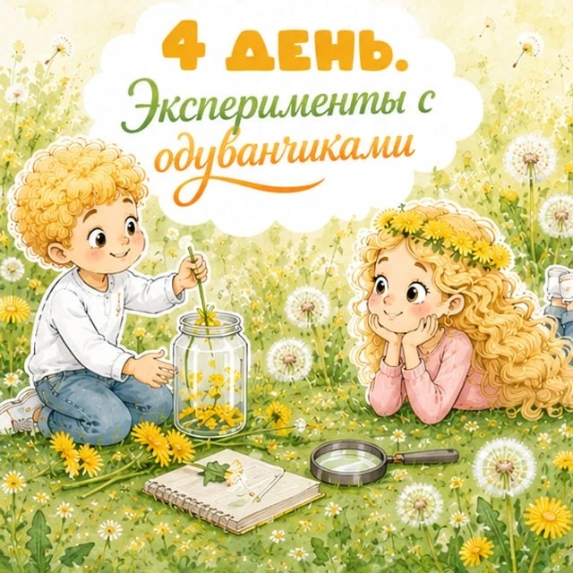 😍 Заключительный день марафона

МАРАФОН ОДУВАНЧИКОВ
4 ДЕНЬ. Эксперименты с одуванчиками 

План заня