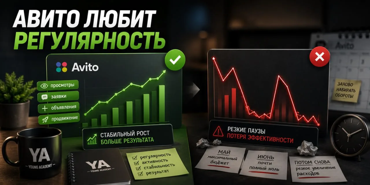🔄 Авито любит регулярность

Распространённая ошибка: вложиться в рекламу в мае, получить результат,