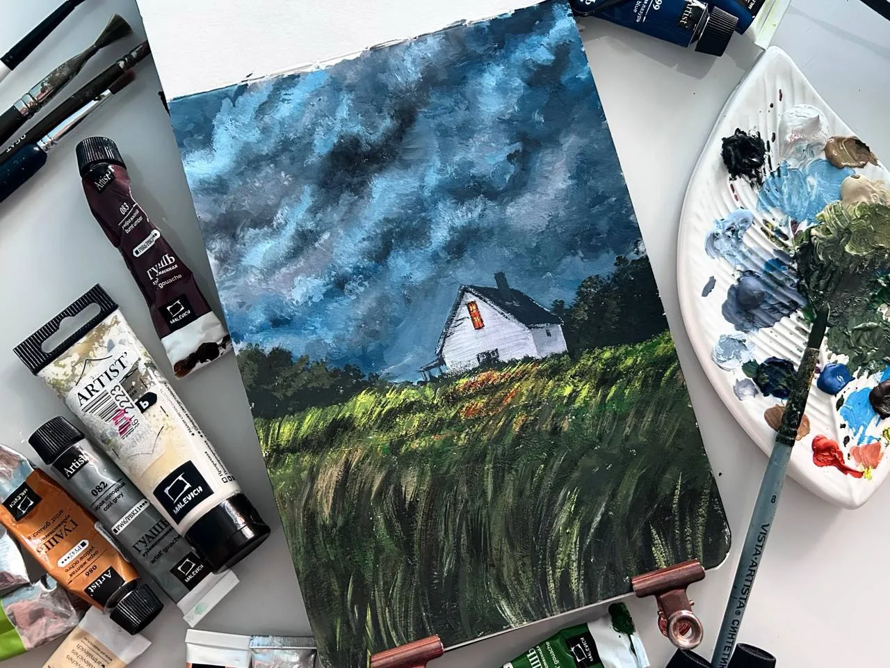 У меня лето началось с грозы. 
А у вас? 🌟

✍️  Связь со мной ТУТ

#гуашь 
#бумага