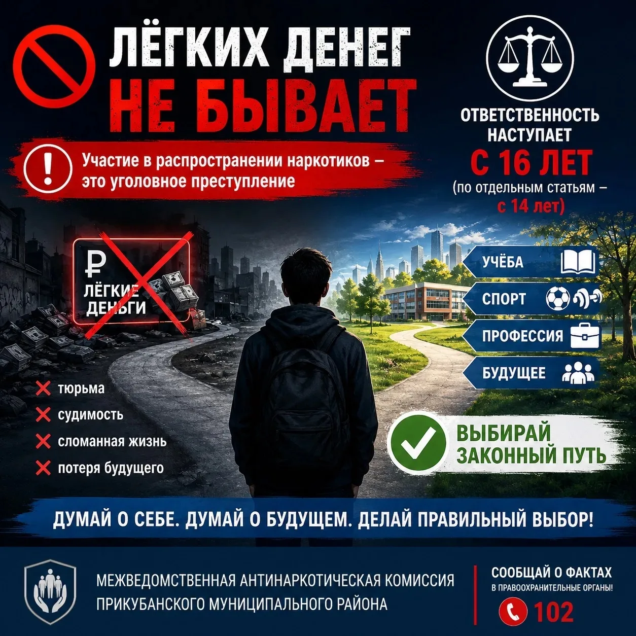 Межведомственная антинаркотическая  комиссия Прикубанского муниципального района напоминает несоверш