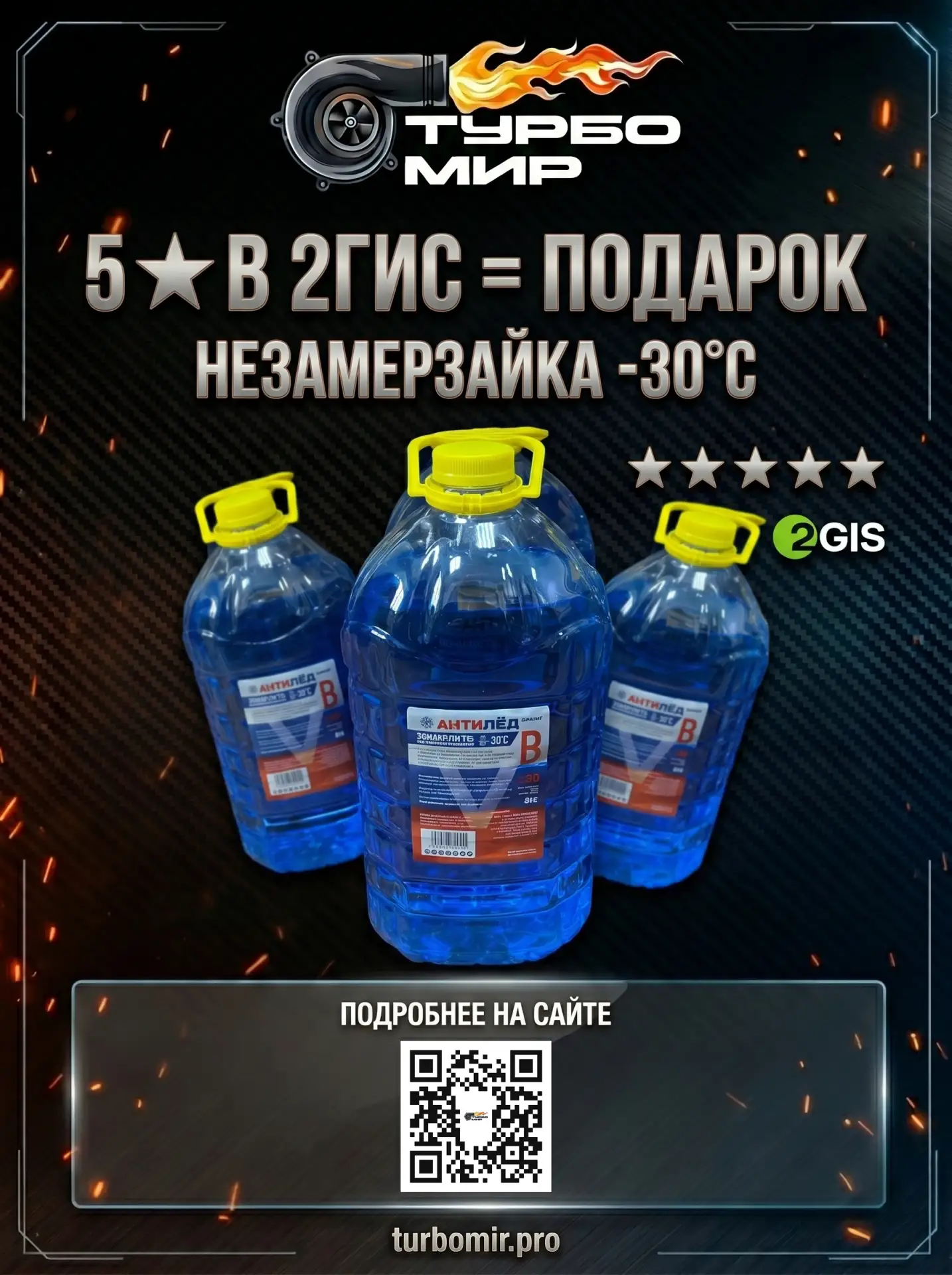 Оставили 5★ в 2ГИС, забрали незамерзайку в подарок

Зимой такая вещь лишней не бывает.

Если вы уже 