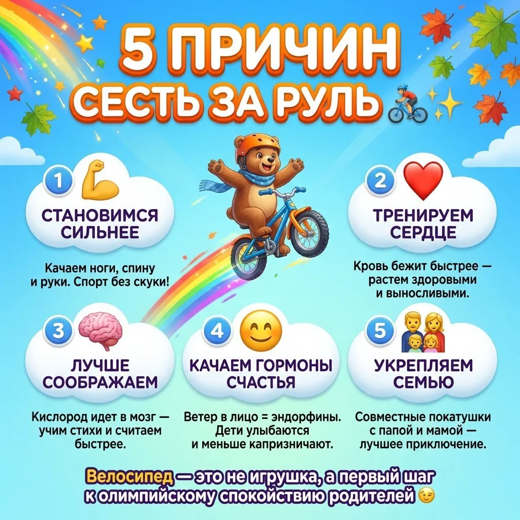 ✅ Рубрика "Советы Родителям"

🚲ВЕЛО-ШПАРГАЛКА: Как вырастить счастливого велосипедиста.

#СоветыРод