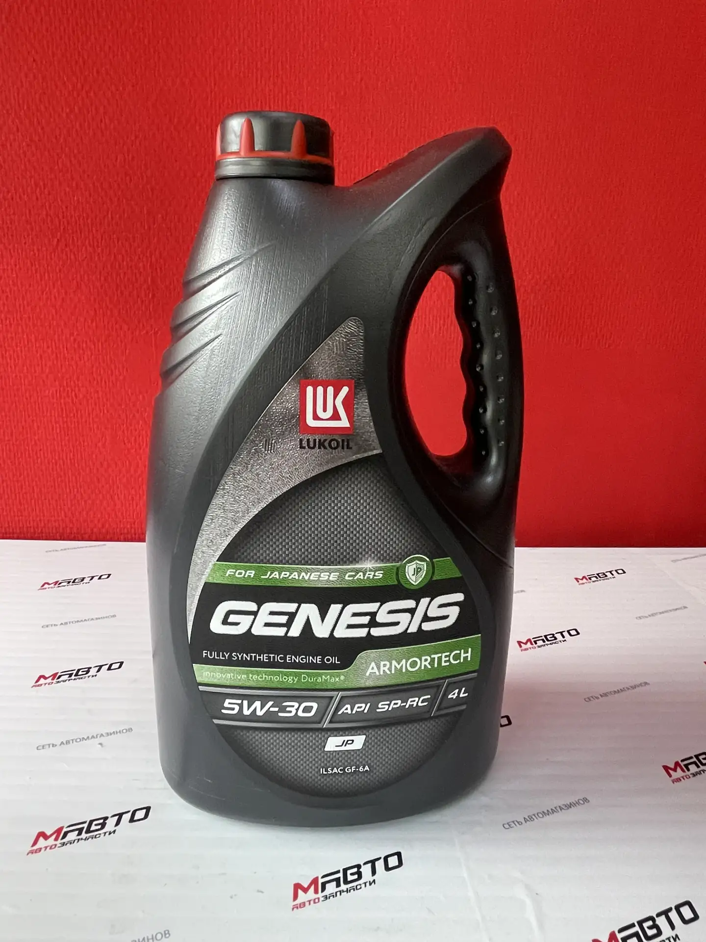Lukoil Genesis Armotech JP 5W30 синт.

Тип: Масло моторное 
Объем: 4л
Допуск:  ILSAC GF-6A, API SP.
