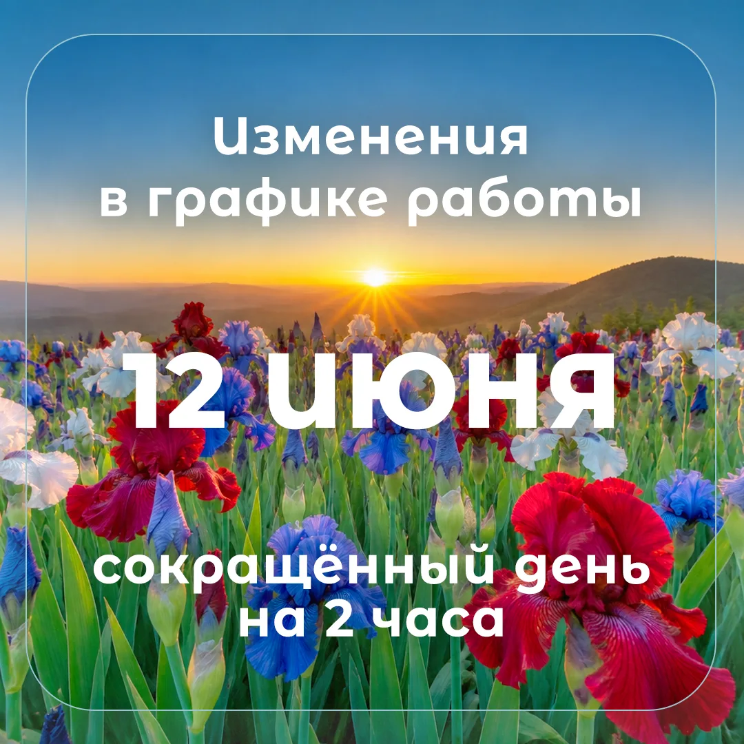 🔊 Уважаемые клиенты!

Информируем вас, что в связи с празднованием Дня России (12 июня) режим работ
