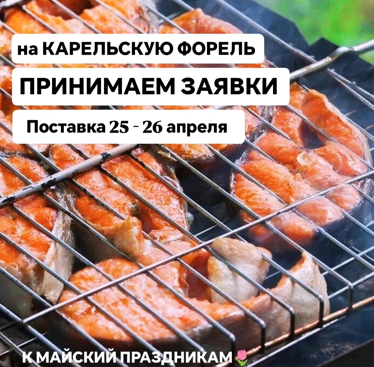 🥳🐟 ПРИНИМАЕМ ЗАЯВКИ НА СВЕЖУЮ ФОРЕЛЬ ИЗ КАРЕЛИИ и др. К МАЙСКИМ ПРАЗДНИКАМ 🍡🍣🏕️ 😋

🚚🐟 ПОСТАВ