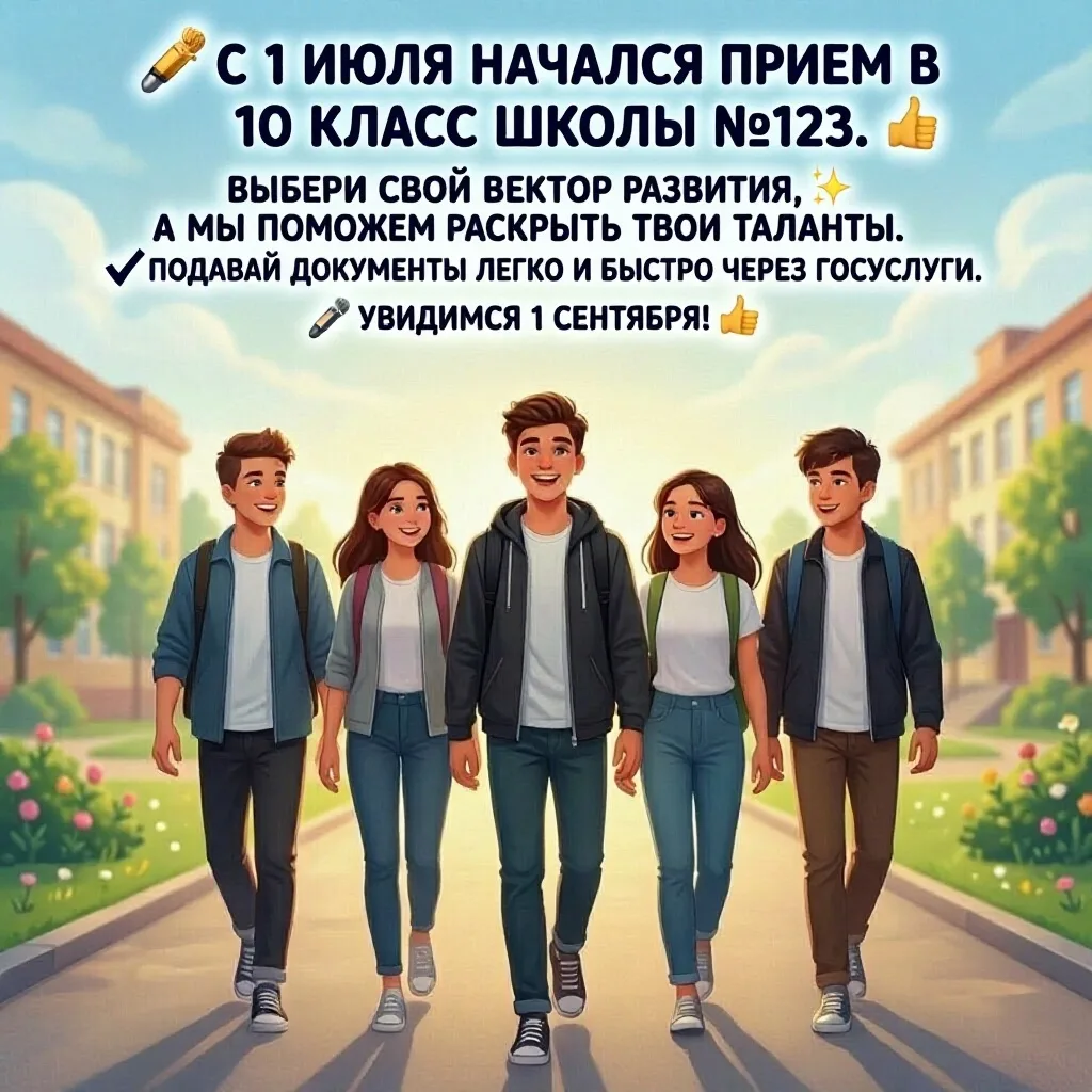 Привет, будущие десятиклассники! 👋 Спешим поделиться отличной новостью: с 1 июля начался прием в 10