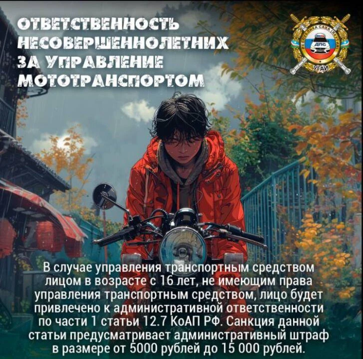 ❗️Памятка для родителей: не допускайте управления транспортом несовершеннолетними
Несовершеннолетние