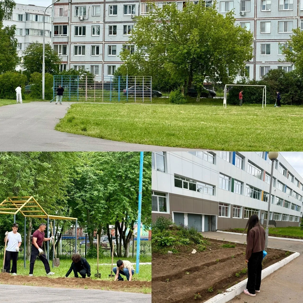 Еще один день в трудовом детском лагере. Смешанные чувства, но результат радует! 
Утро:
 Территория 