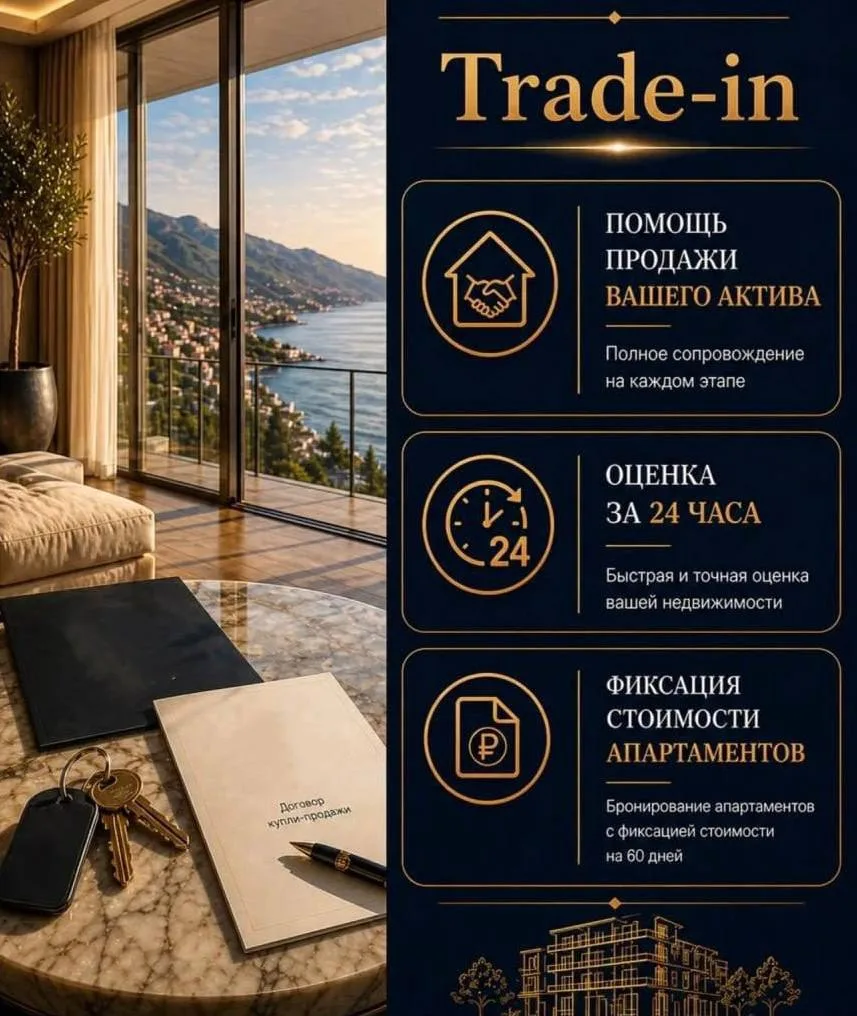 📍 ВНИМАНИЕ 
Новая программа TRADE-IN в Крыму 

Для покупателей апартаментов в современном 4-звездоч