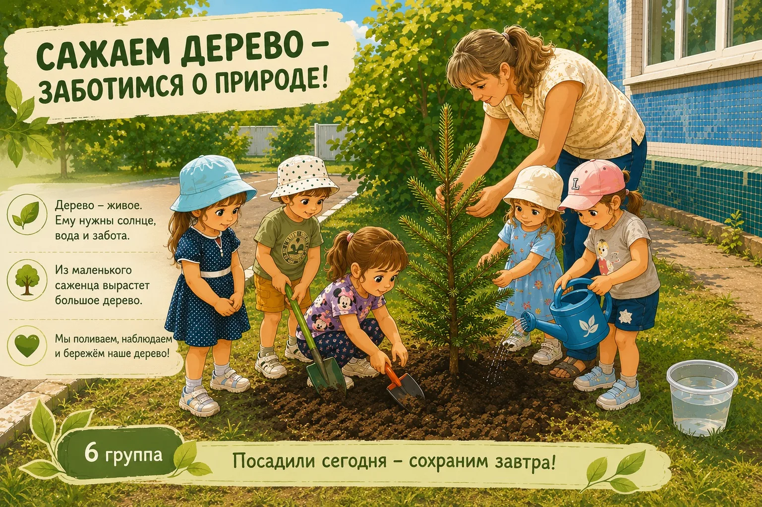 Бережное отношение к природе начинается с детства. Ребята 6 группы «Знайки» посадили на территории д