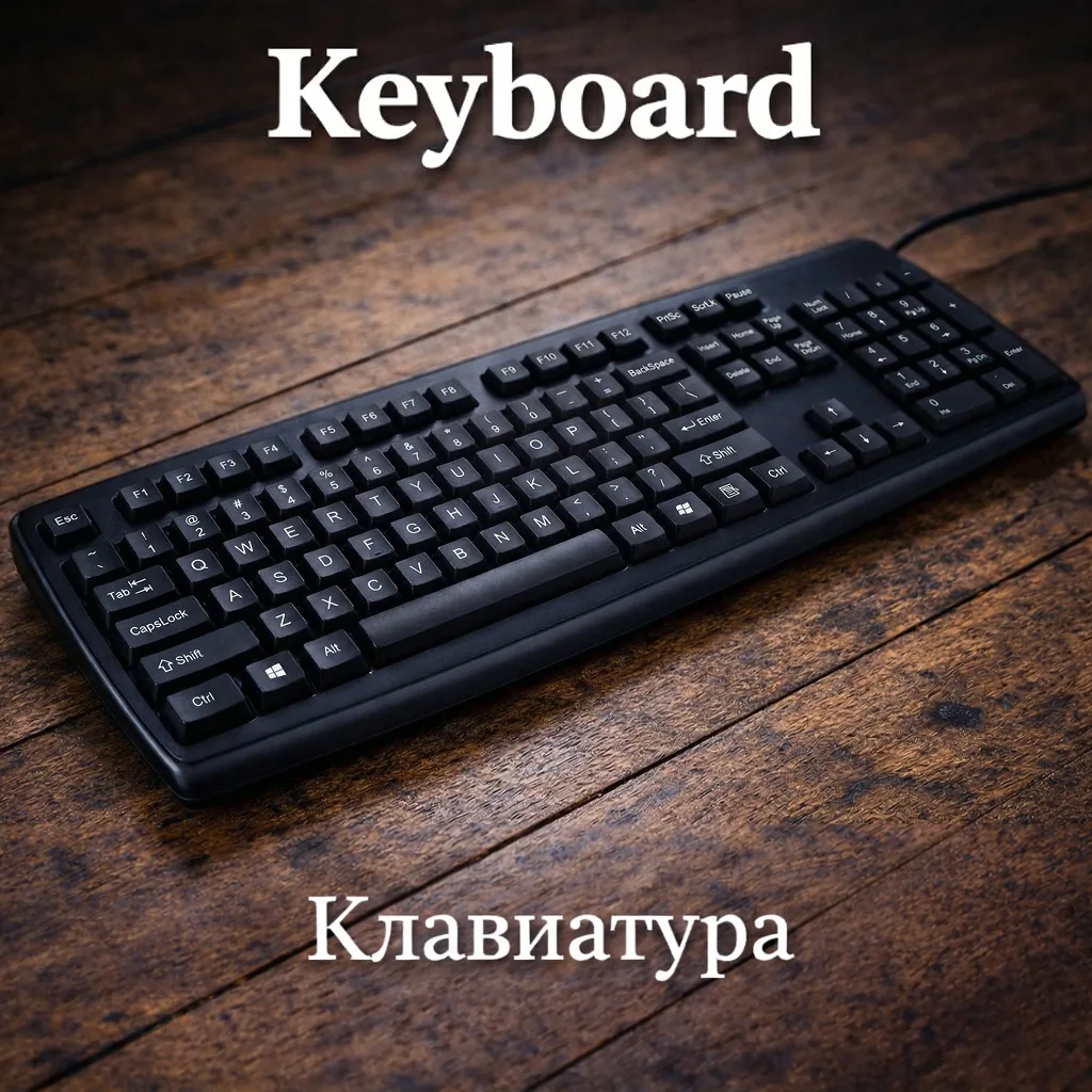 Разбираем английское слово с примерами!

Keyboard [ 'ki,bɔrd ] – клавиатура

🔸 This is my keyboard.