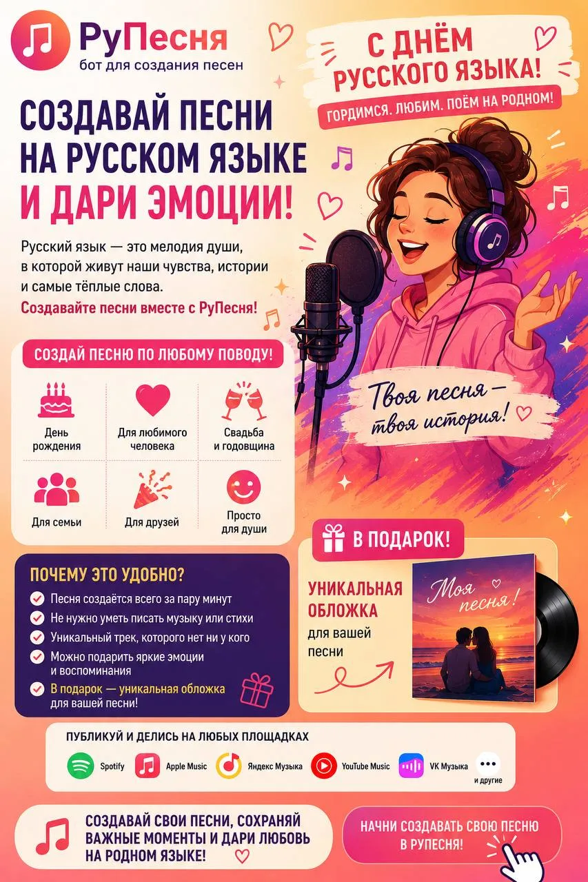 🎵🇷🇺 С Днём русского языка!

Русский язык — это язык великих поэтов, любимых песен и искренних чув