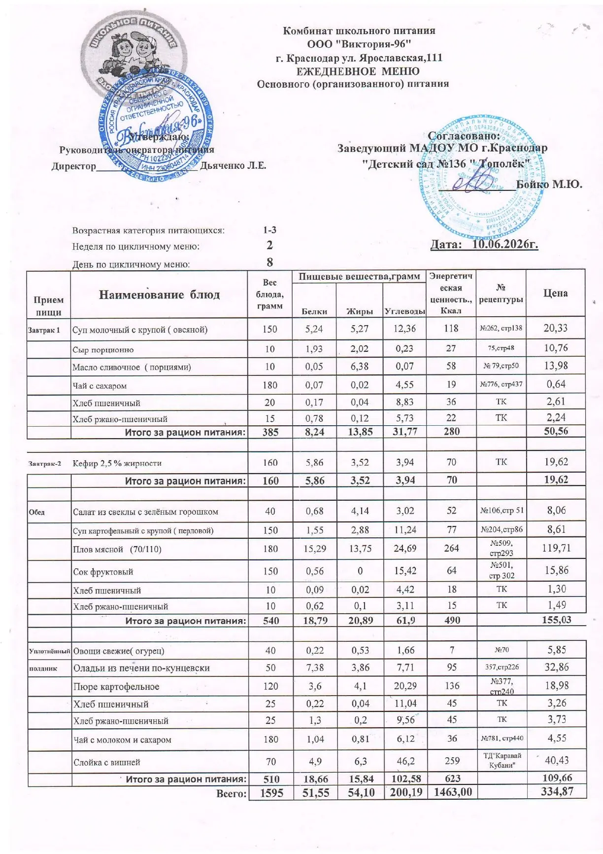 Меню на 10.06.2026 год
#МенюСада ✅