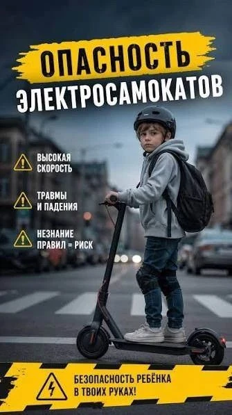 Уважаемые родители и дети! 
Напоминаем вам что по закону (ПДД) кататься на личном электросамокате мо
