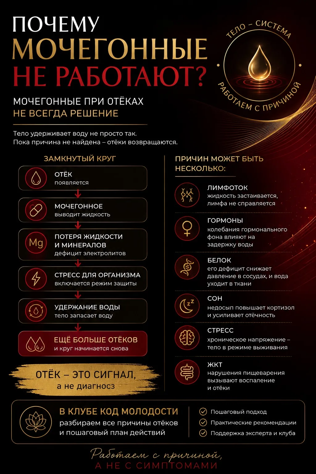 Мочегонные могут усиливать отёки. Да, именно так.

Одна из самых частых ошибок, которую я вижу у жен