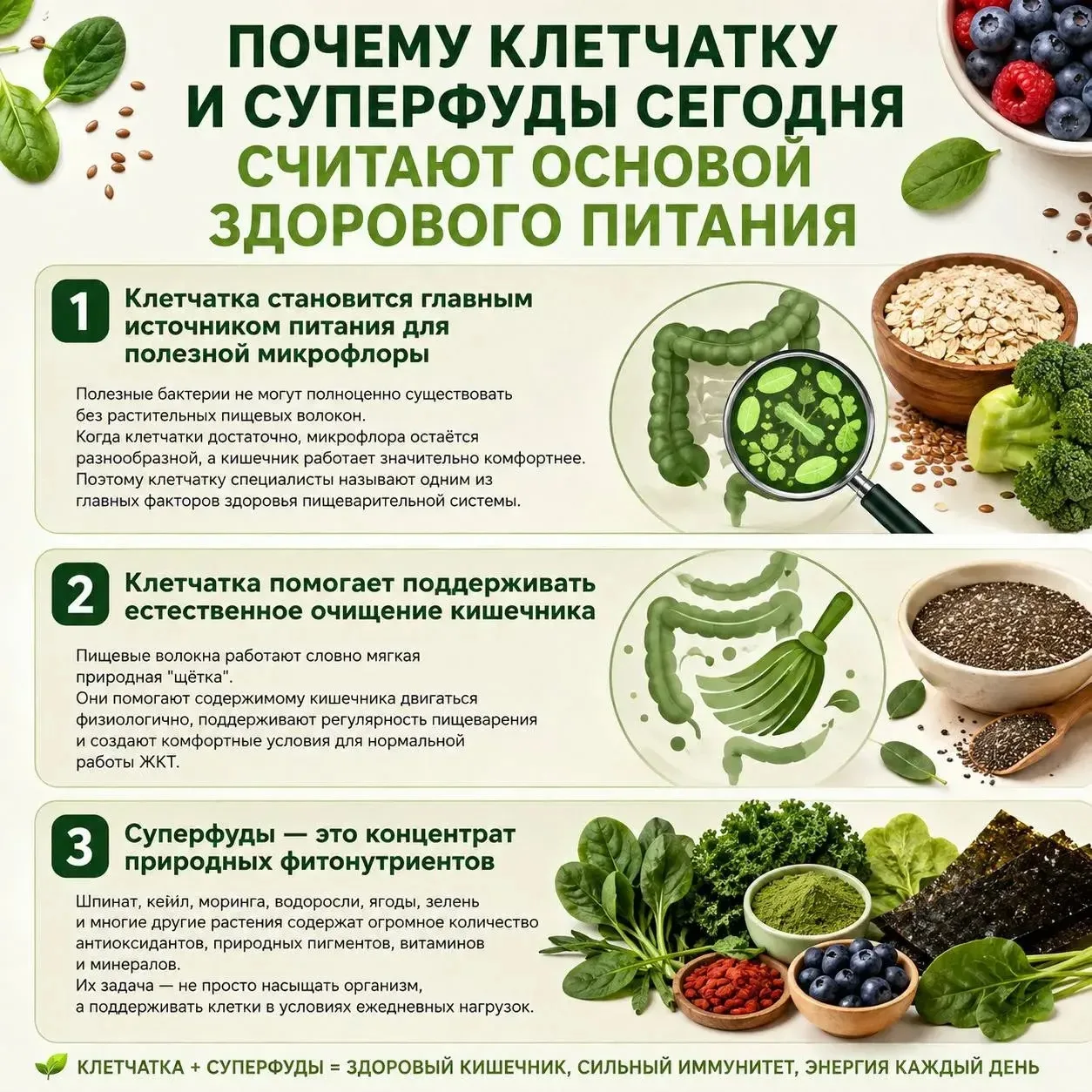 ПОЧЕМУ КЛЕТЧАТКУ И СУПЕРФУДЫ СЕГОДНЯ СЧИТАЮТ ОСНОВОЙ ЗДОРОВОГО ПИТАНИЯ

Когда речь заходит о правиль