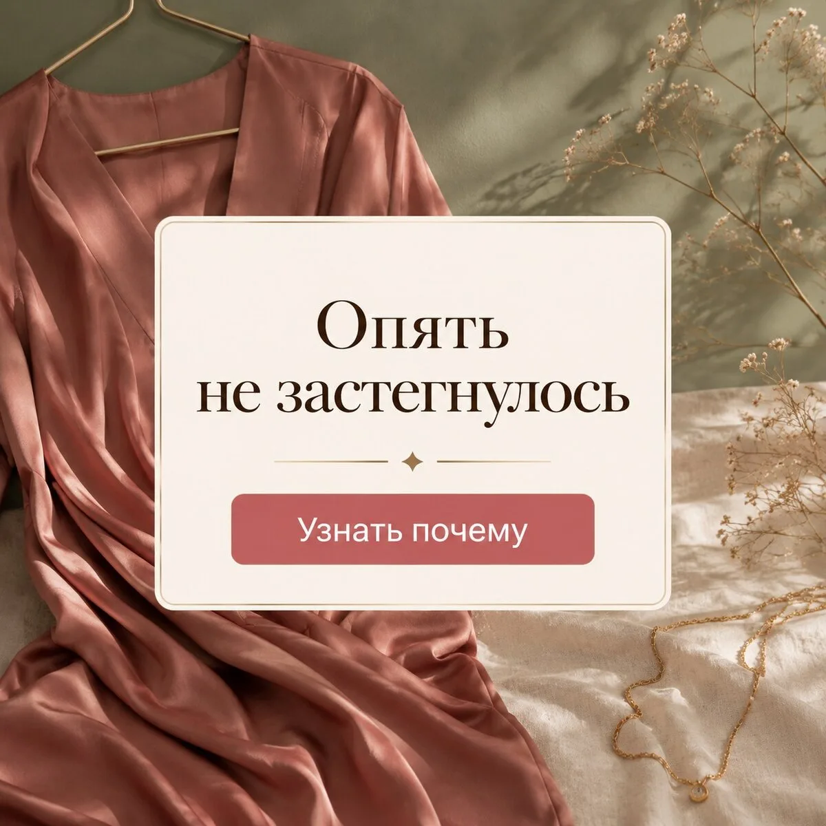 Платье ждёт третий сезон и каждый раз молния не до конца

Любимое платье ждёт в шкафу третий сезон -