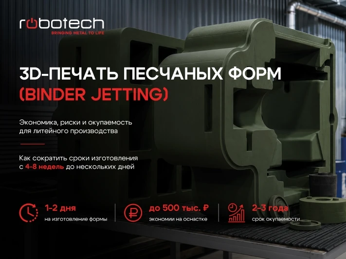 Когда 3D-печать песчаных форм действительно выгоднее традиционной оснастки?

Технология Binder Jetti
