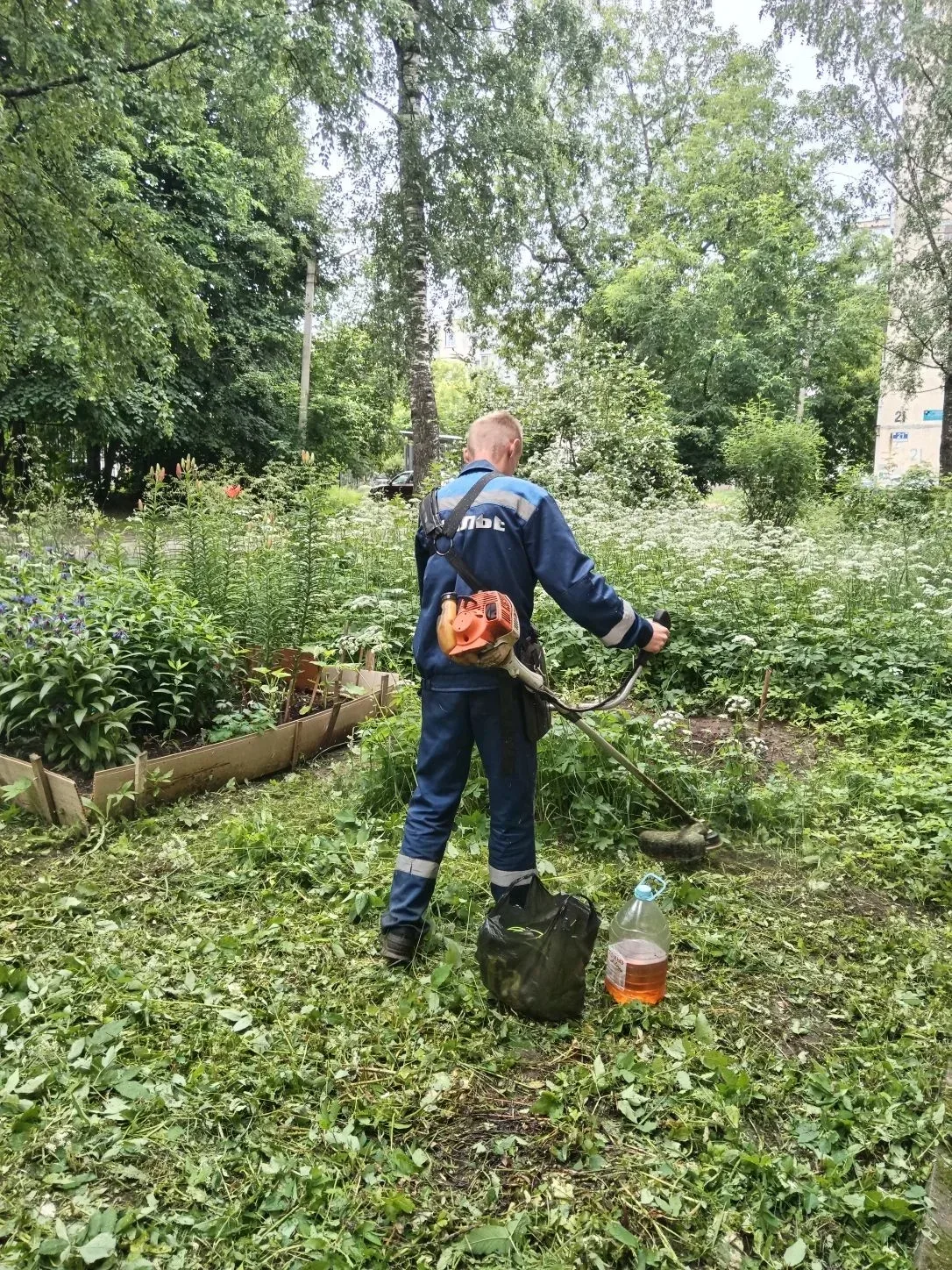 Покос травы и уборка  придомовых территорий в 5 микрорайоне 🌿🏡