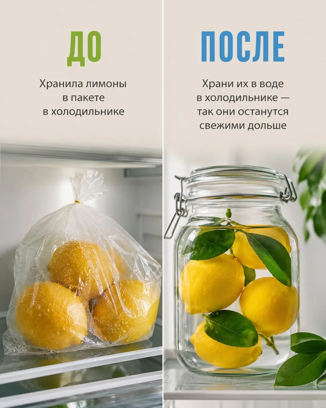 Нашла 5 хитростей хранения продуктов, которые показались мне очень интересными решениями:

Оговорюсь