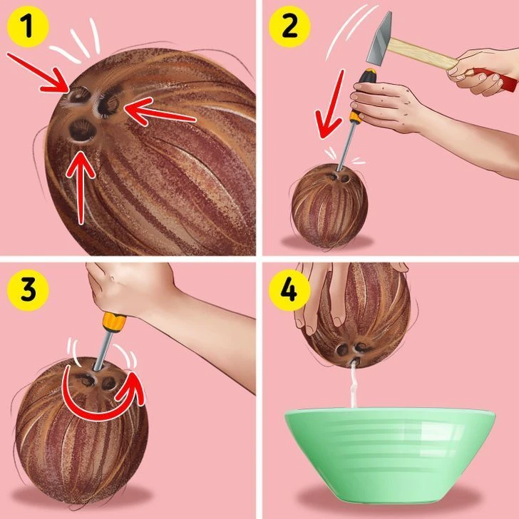 🥥 ЛАЙФХАК ДНЯ: Как открыть кокос без ножа и молотка

Что вам нужно:
🔹 Кокос (коричневый, с «глазка