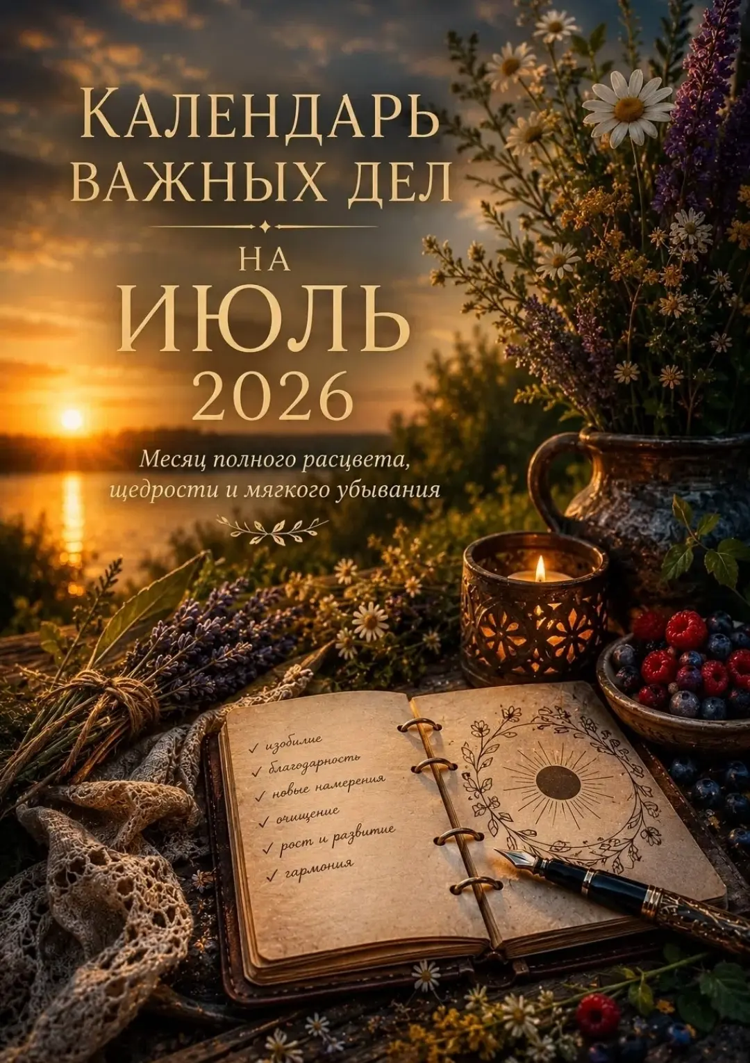 КАЛЕНДАРЬ ВАЖНЫХ ДЕЛ НА ИЮЛЬ 2026
ИЮЛЬ — МАКУШКА ЛЕТА. МЕСЯЦ, КОТОРЫЙ МОЖЕТ ИЗМЕНИТЬ ОЧЕНЬ МНОГОЕ.
М