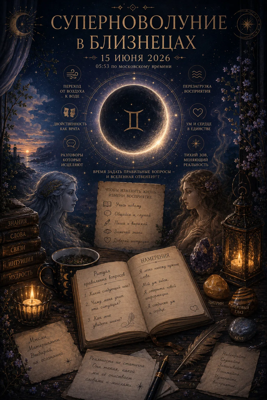 🌕 СУПЕРНОВОЛУНИЕ В БЛИЗНЕЦАХ 15 ИЮНЯ 2026: ТИХИЙ ЗОВ, МЕНЯЮЩИЙ РЕАЛЬНОСТЬ
15 июня 2026 года 05:53 (