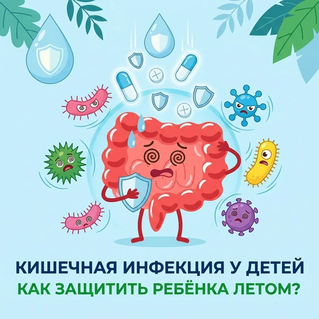 ☀️Лето — не только время веселья, но и период, когда риск кишечных инфекций заметно возрастает. 
❗️П