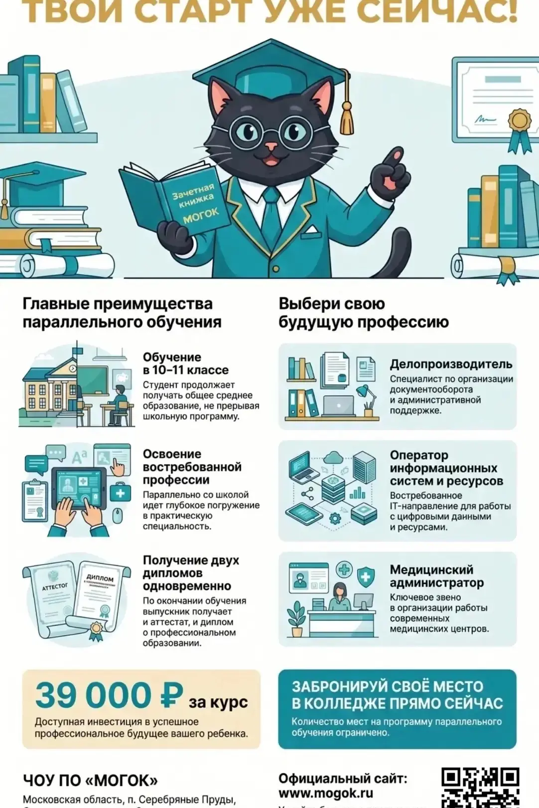 Зачем выбирать, если можно получить всё сразу? 
Поступай в ЧОУ ПО "МОГОК" после 9 класса и параллель