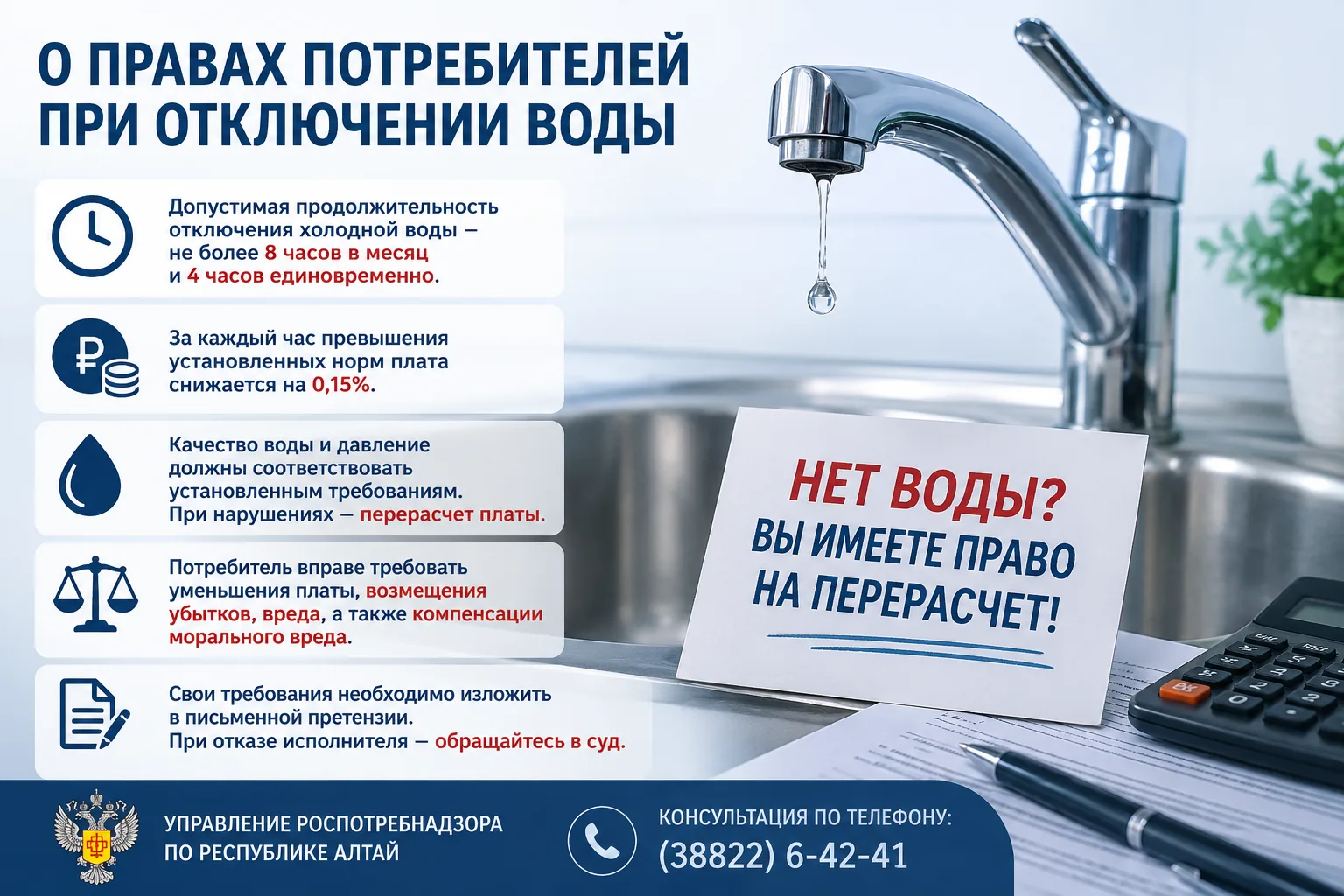 В связи с отключением холодного водоснабжения в селе Озерное Майминского района Управление Роспотреб