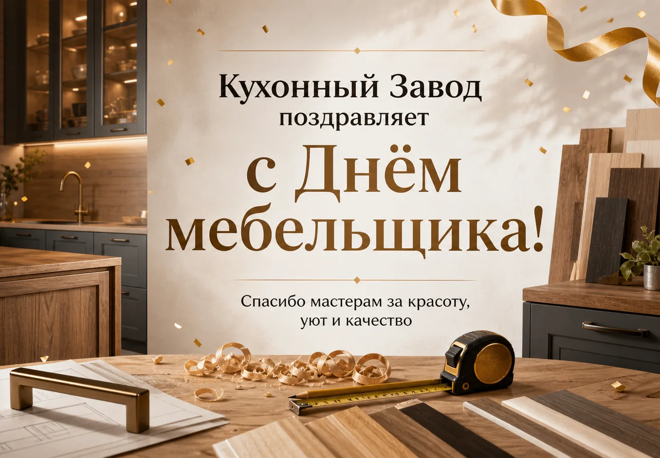 От лица бренда «Кухонный Завод» поздравляем всех мастеров, дизайнеров, технологов, сборщиков и специ