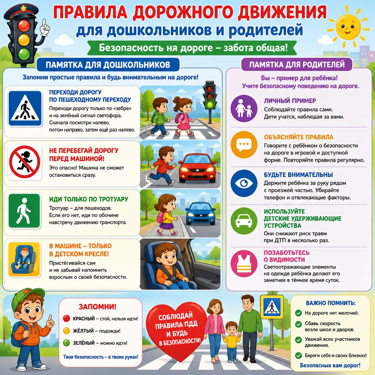 Дорогие ребята и уважаемые родители! Безопасность на дороге — это наша общая ответственность. Соблюд