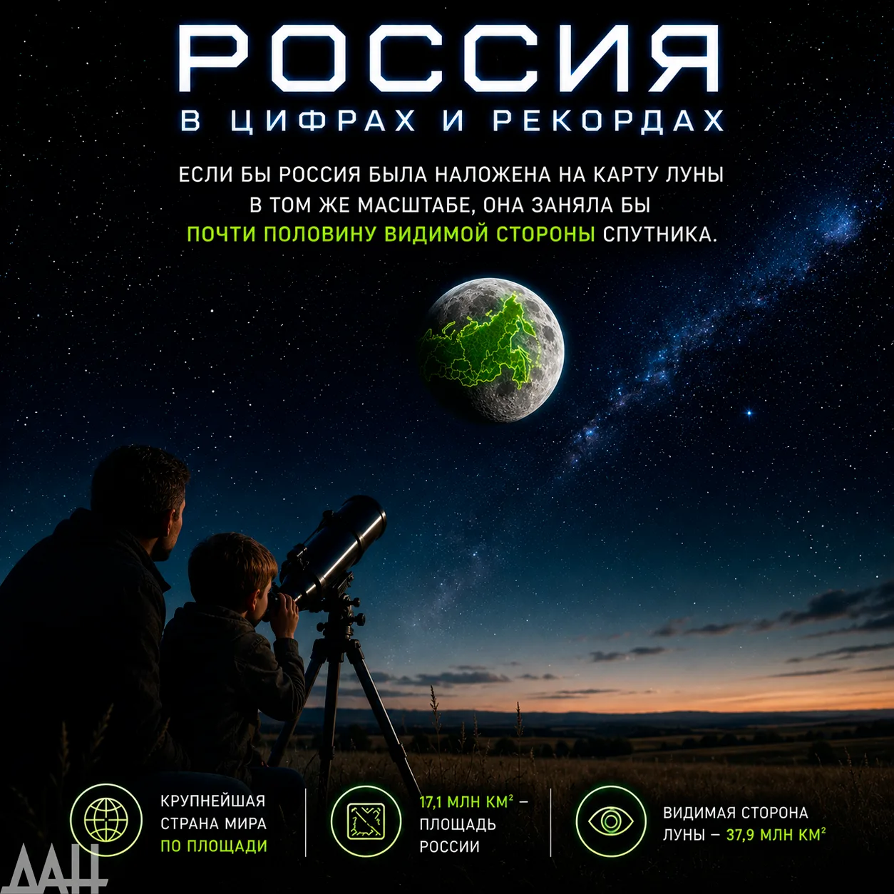 🇷🇺 Рекорд, который звучит как фантастика

Если бы Россия была наложена на карту Луны в том же масш