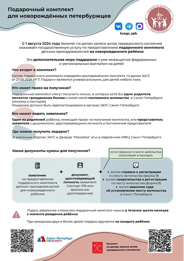 В Санкт-Петербурге семьи с новорождёнными получают приятный и полезный подарок от города — праздничн