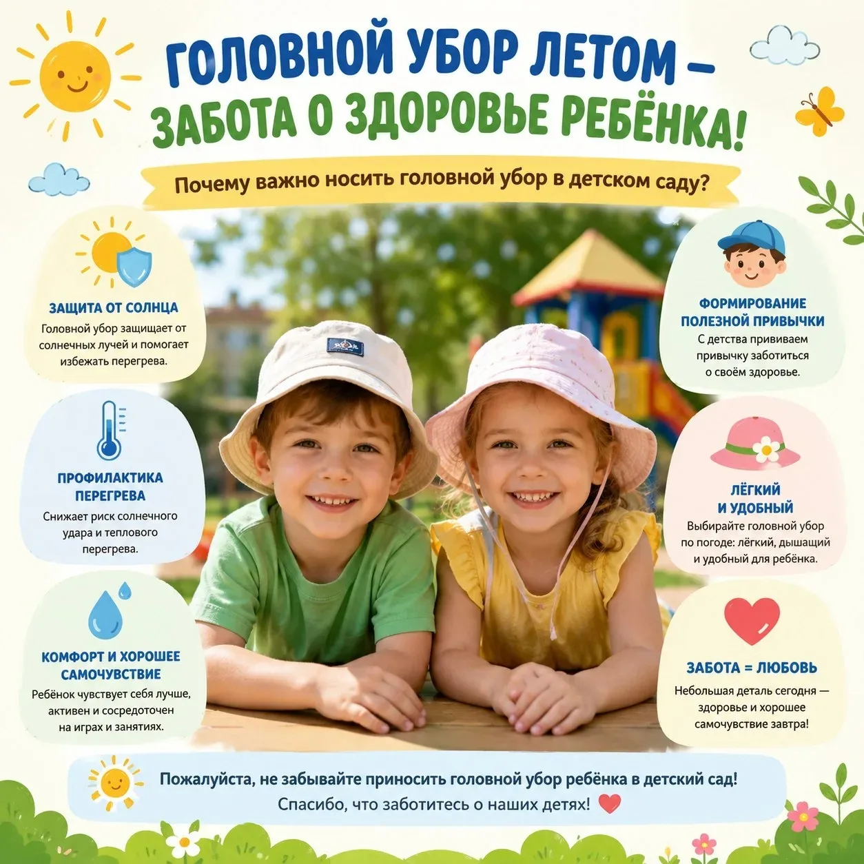 ☀️🧢👒☀️🧢👒☀️🧢👒☀️🧢👒Дорогие родители ! Начался летний период , и мы хотели бы напомнить вам о ва