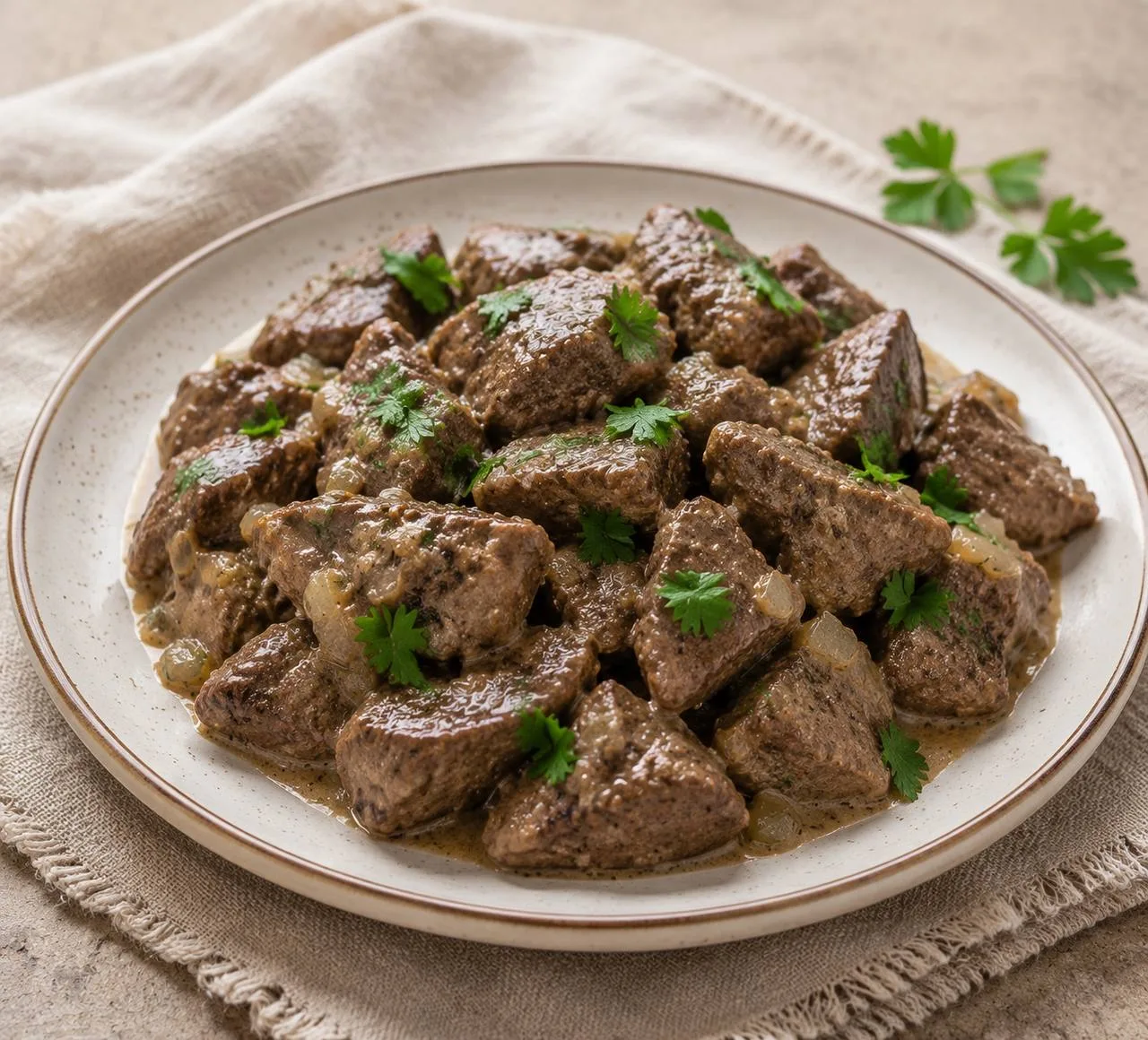 🥘 Куриная печень с луком в сливочном соусе.

Ингредиенты:
Куриная печень — 600 г
Лук — 2 шт.
Сливки