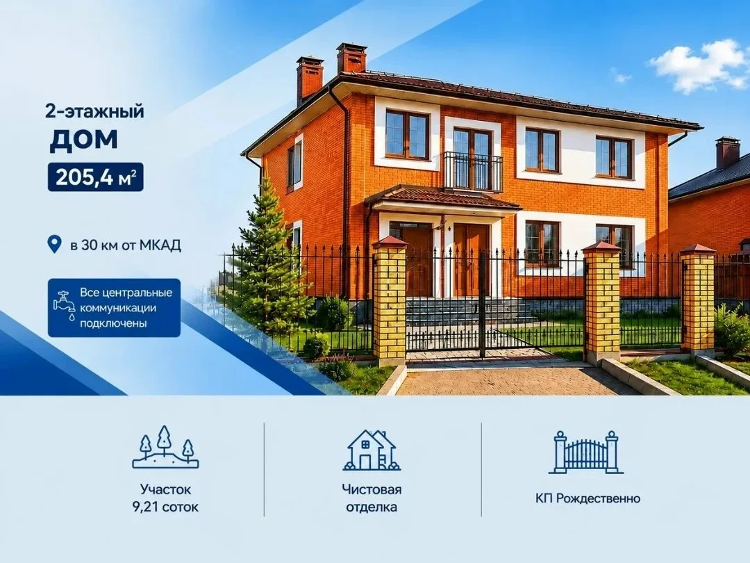 🔥Новый, современный дом 205,4 м² в закрытом КП Рождествено, 28 км от МКАД

🏠Просторный новый 2-эта