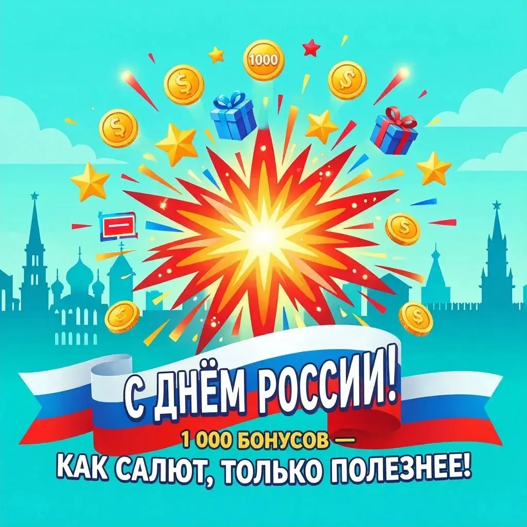 Гражданка! 🦸‍♂️🦸‍♀️
В честь Дня России вы получаете особую государственную субсидию: 1 000 бонусов